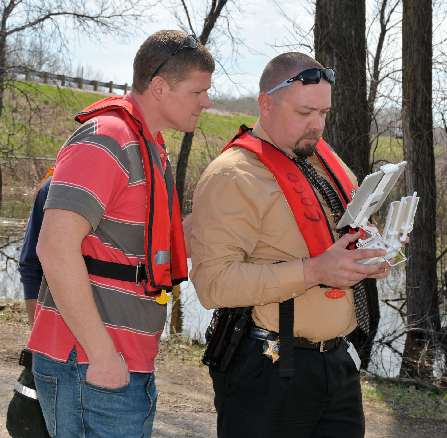 Cory Miller and Rob Davis pilot emergency drone